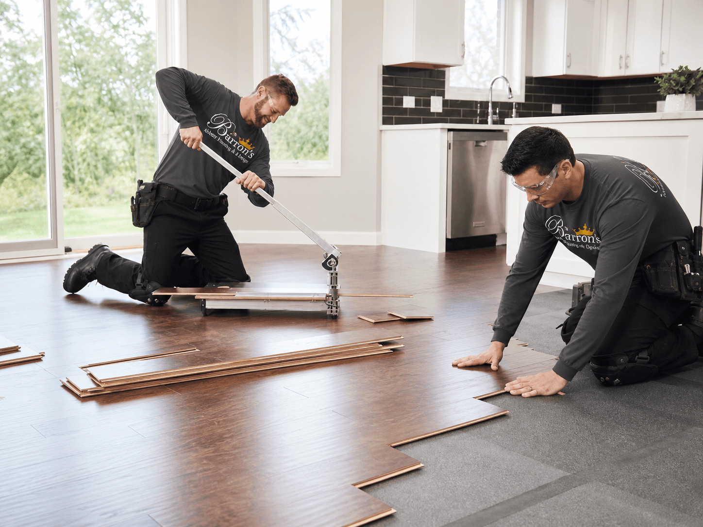 Barron's installers building out a new kitchen