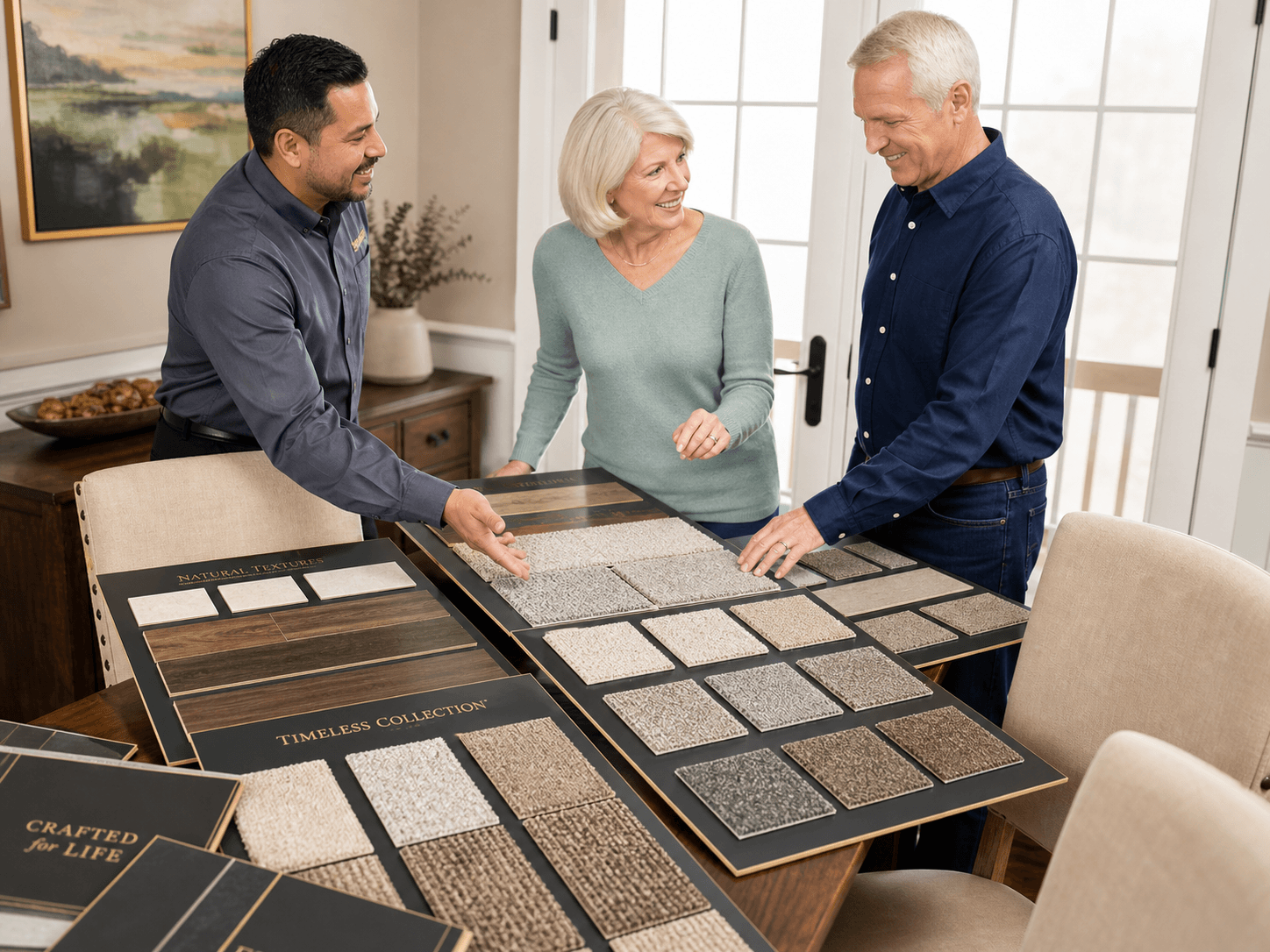 Barron's designer walking a homeowner through a kitchen design proposal