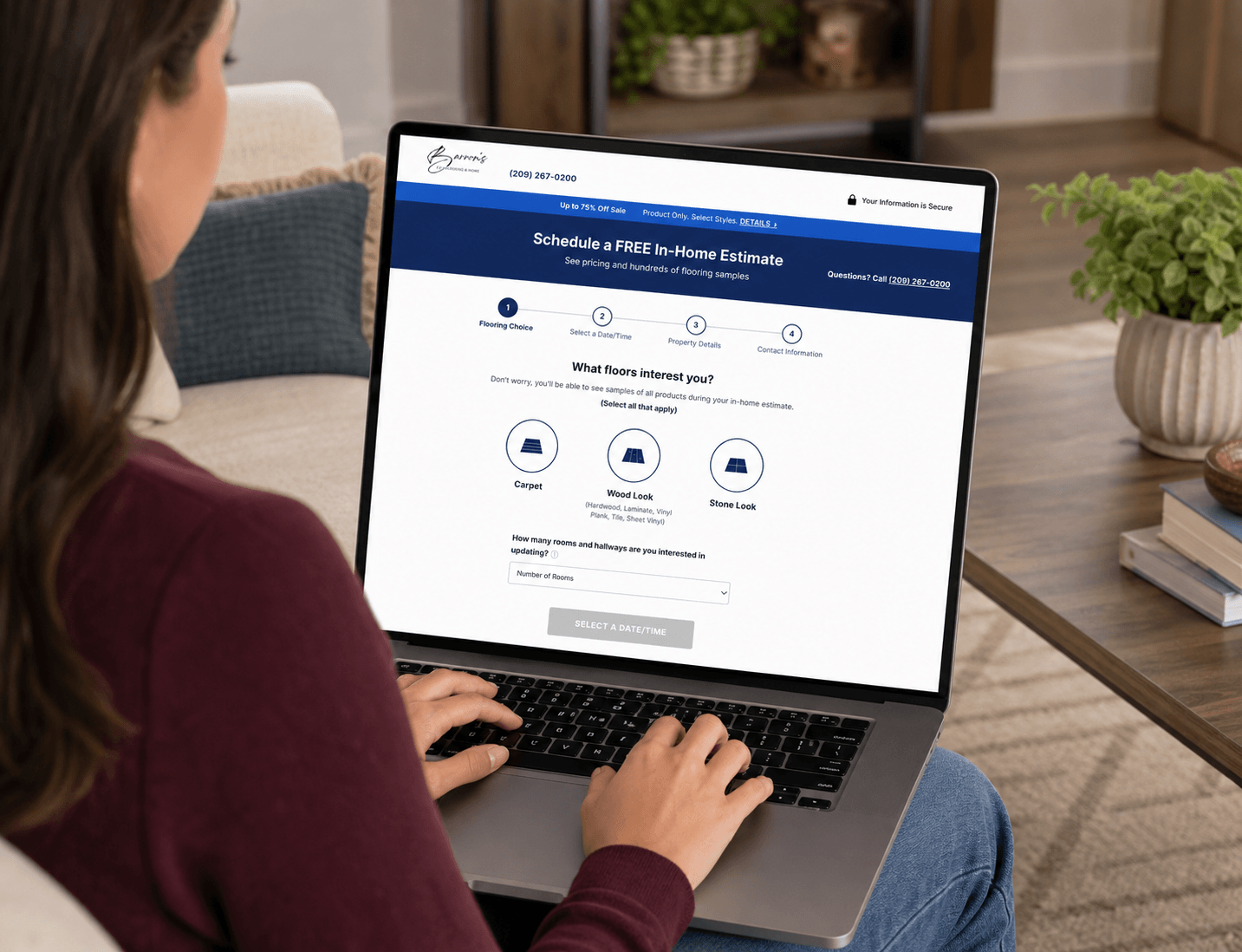 Homeowner booking a free in-home kitchen consultation